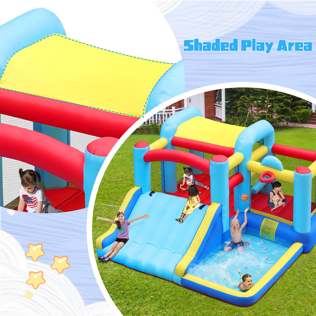Inflatable Water Slide Bounce House with Splash Pool & Basketball Rim M46873