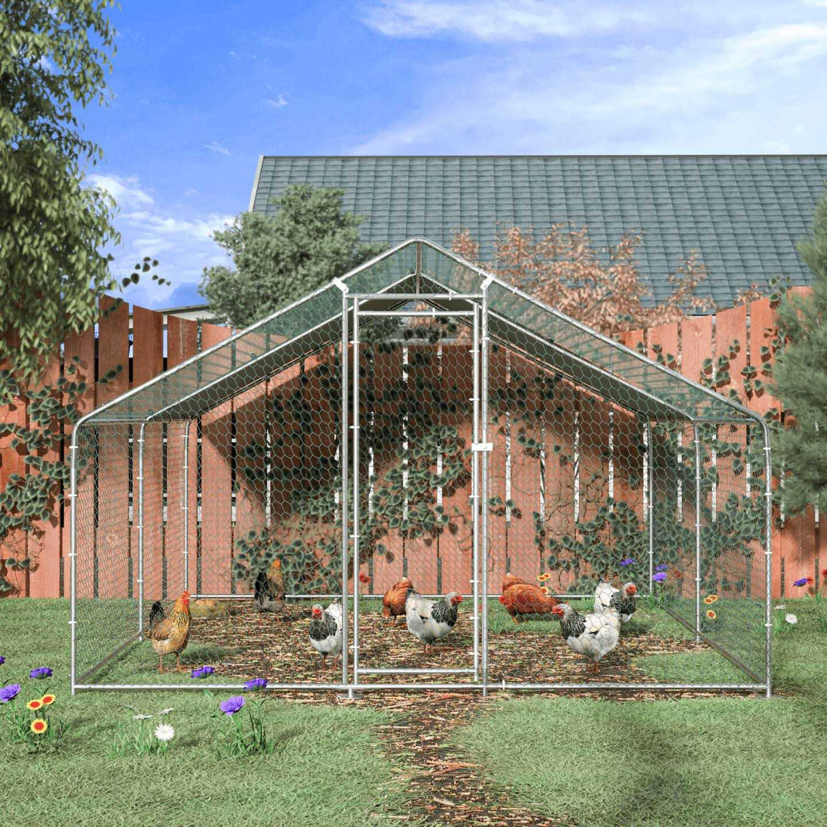 Extra Large Metal Chicken Coop with Waterproof and Anti-Ultraviolet G925248