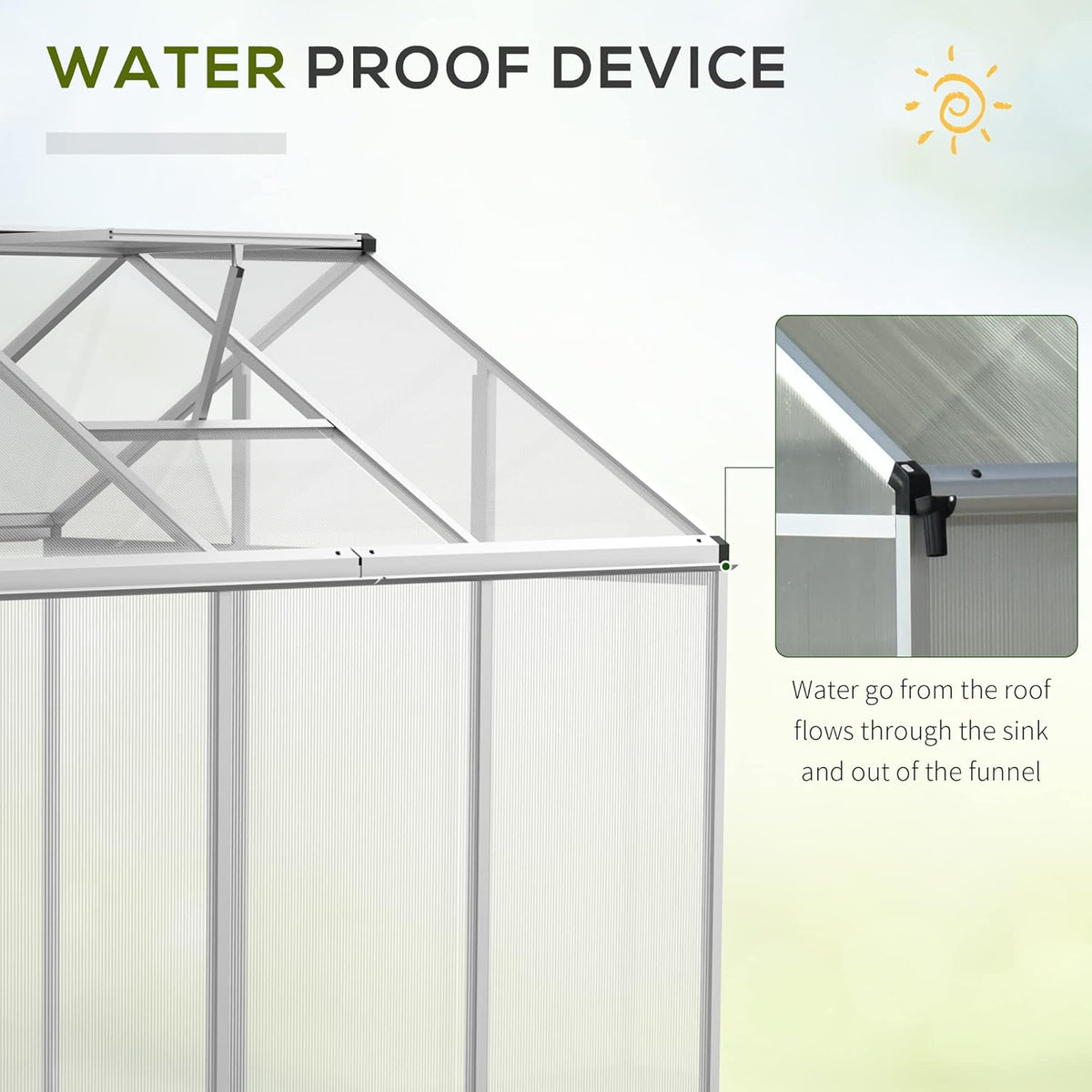 Walk-in Polycarbonate Greenhouse with Roof Vent V28237