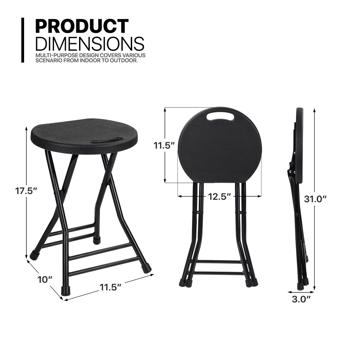 7 Pieces 5 FT Folding Round Table and Chair Set Black A703348