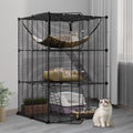 Indoor Cat Cage with Extra Large Hammock for Multiple Small Animals, 28"L x 28"W x 41"H, Black N31150
