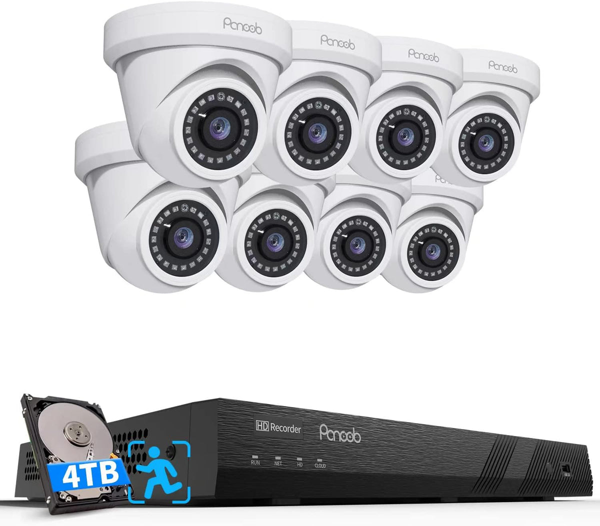 4K PoE Security Camera System with 2TB HDD NVR, 6pcs 8MP Bullet Cameras S8835