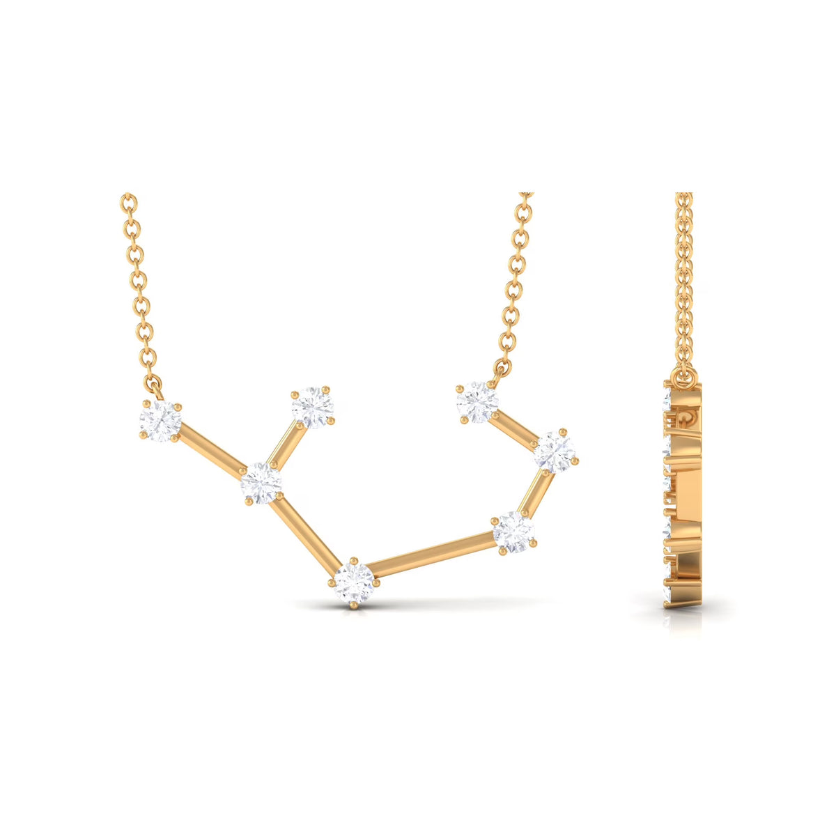 10K Yellow Gold Moissanite Zodiac Sagittarius Constellation Necklace U248