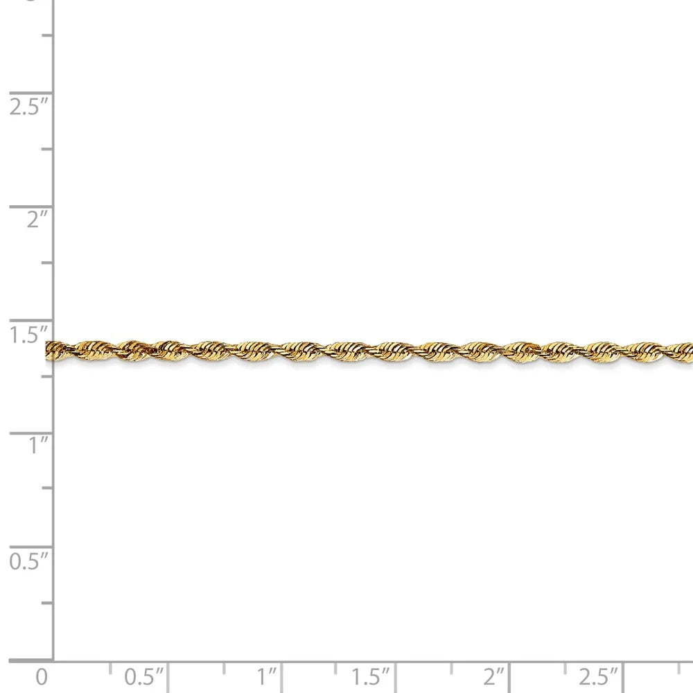 14kt Yellow Gold 2.25mm Diamond Cut Rope Chain 24 inch Lobster Clasp Z15803