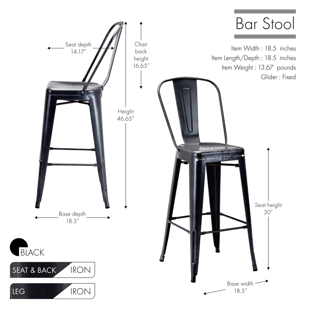 White Metal Bar Stools (Set of 4) R6698