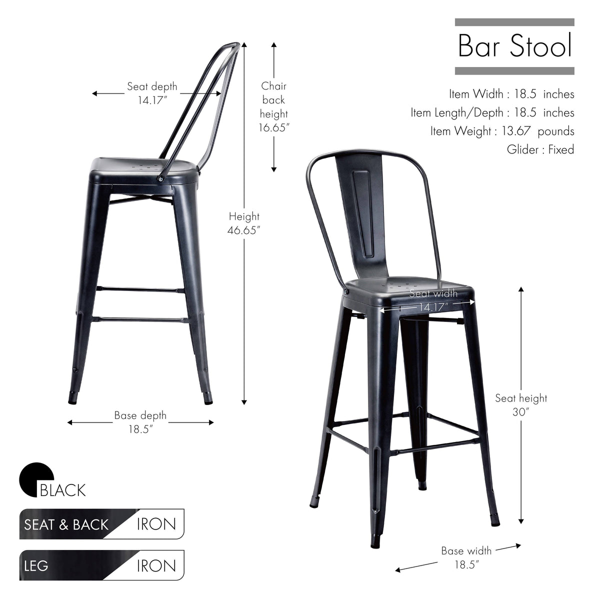 White Metal Bar Stools (Set of 4) R6698