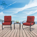 Black & Red 3-Piece Outdoor Patio Set with 2 Rocking Chairs and Bistro Table P723
