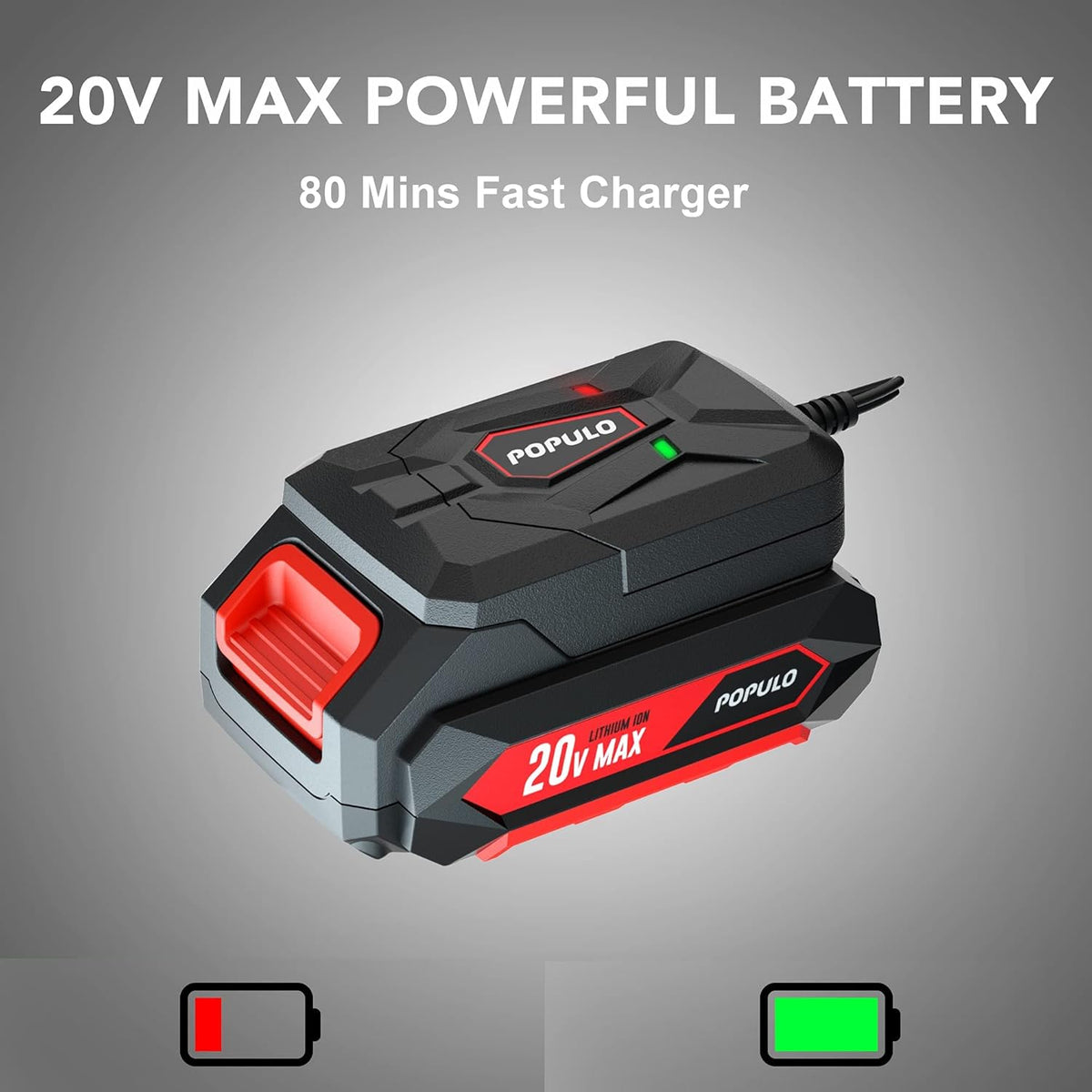 20V Cordless Leaf Blower with 2.0Ah Battery and Fast Charger Q154