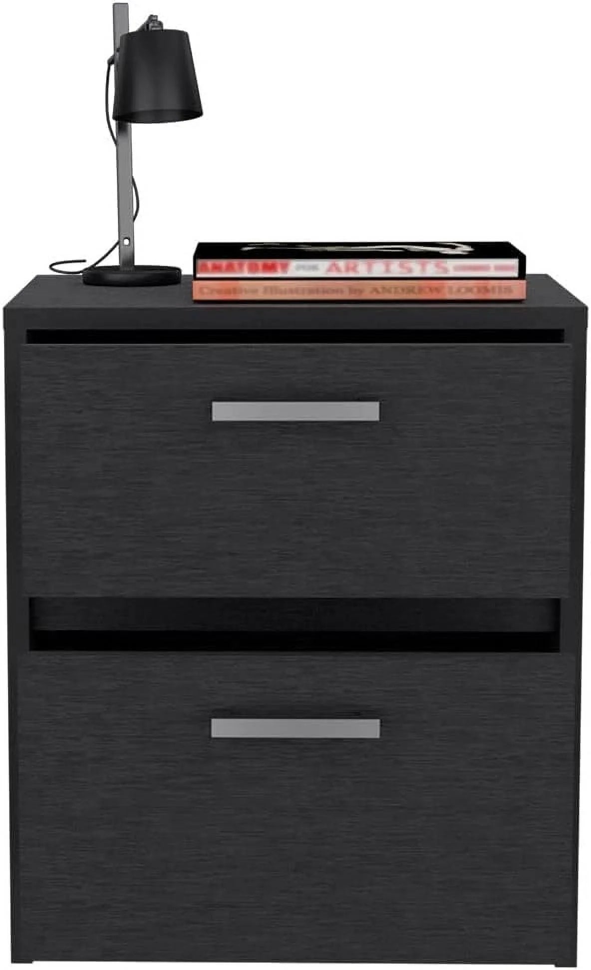 Black Two Drawers Nightstand U6636
