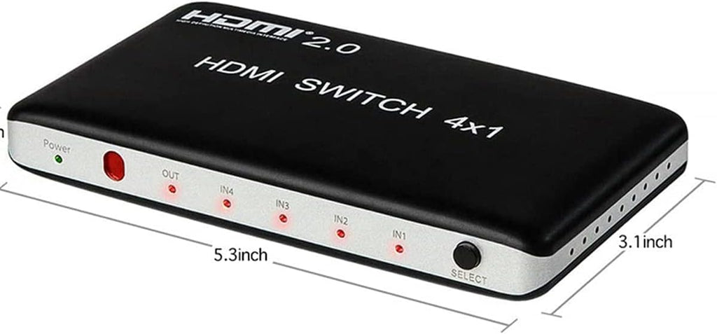 4 Port HDMI Switch HDMI2.0 4K@60Hz with IR Wireless Remote Control, Pack of 2 Q643768