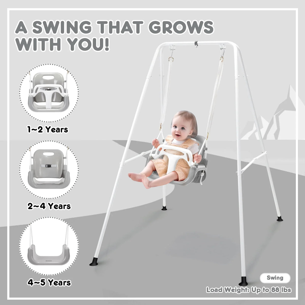 2-in-1 Toddler Swing Set with Stand, Black T888824