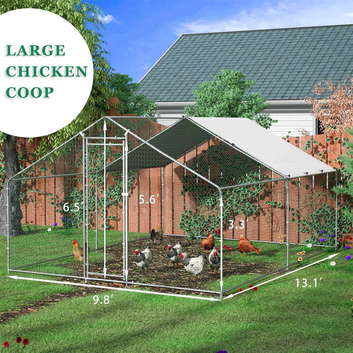 Extra Large Metal Chicken Coop with Waterproof and Anti-Ultraviolet G925248