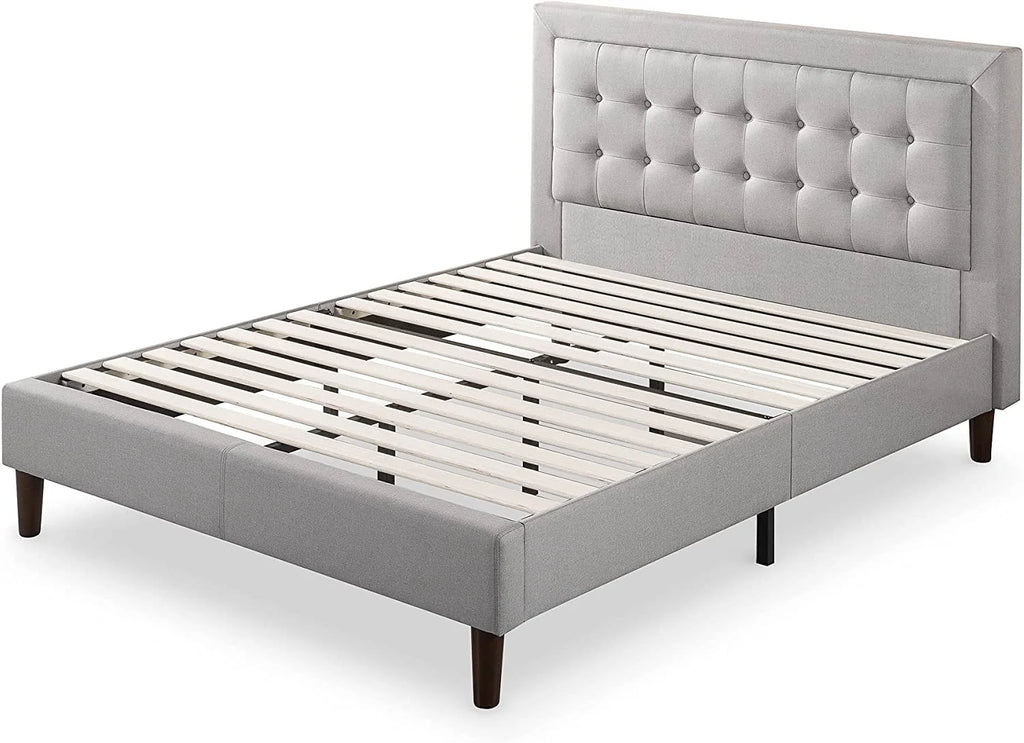 Queen Upholstered Platform Bed Frame with Wood Slat Support N803519