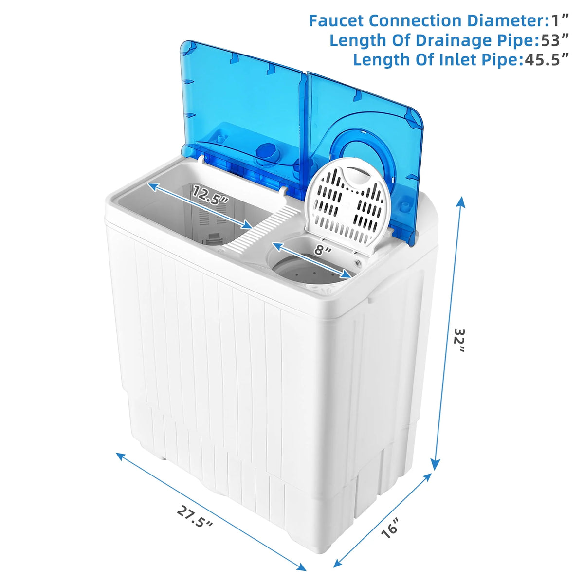 26lbs Portable Semi-automatic Twin Tub Washing Machine H678