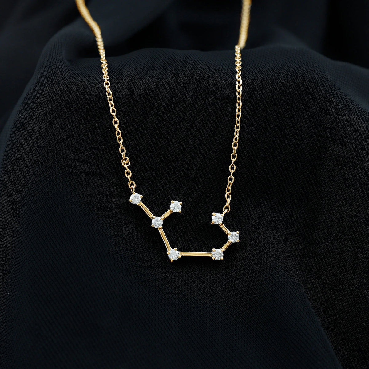 10K Yellow Gold Moissanite Zodiac Sagittarius Constellation Necklace U248