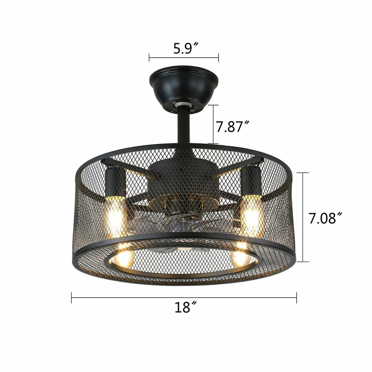 Caged Ceiling Fan Light with Remote K2162