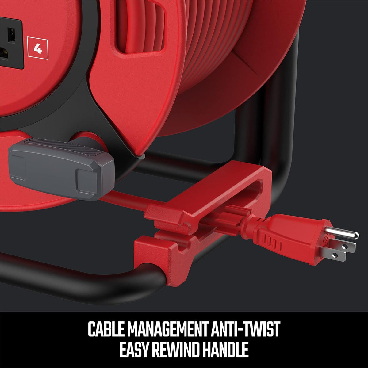 Heavy Duty Retractable Extension Cord, 100 feet with 4 Outlets P166092
