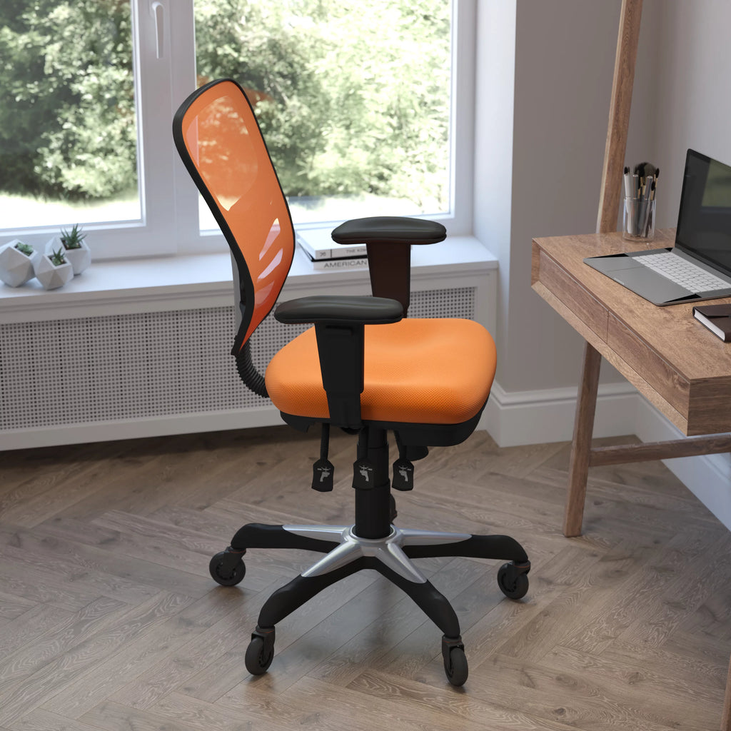 Orange Mesh Ergonomic Office Chair with Adjustable Arms E371