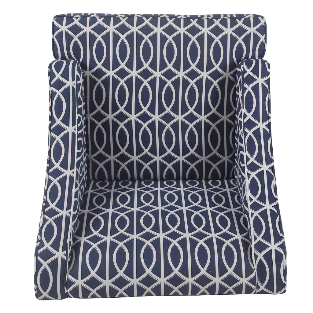 Cream and Blue Geometric Accent Armchair A583