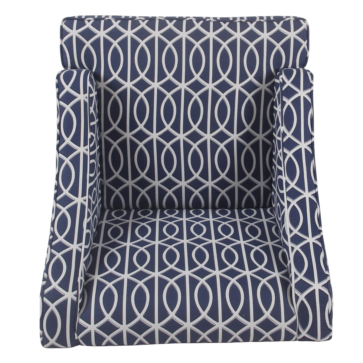 Cream and Blue Geometric Accent Armchair A583