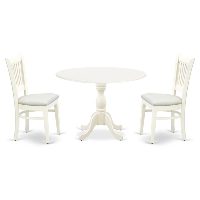 3-Piece Dining Set with Fabric Seat in Linen White X591008