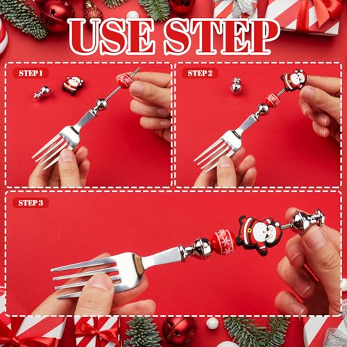 12 Sets Beadable Spoon Fork Set Christmas Kitchen Utensils W490806