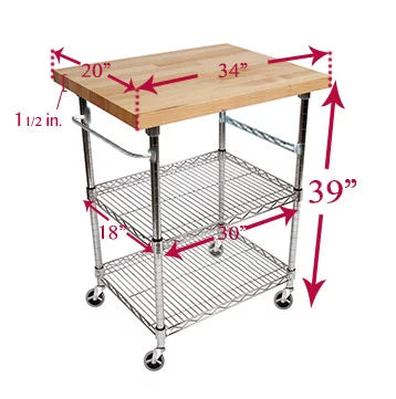 3 Tier Gourmet Cart with Maple Butcher Block Top X359198