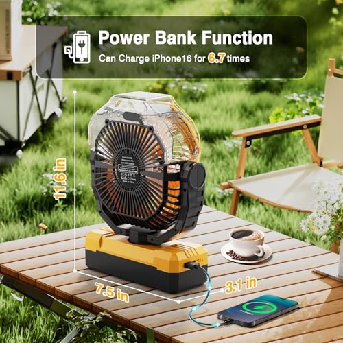 460ml Portable Misting Fan with 24000mAh Rechargeable Battery, Black S539