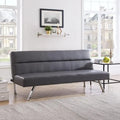 Faux Leather Convertible Futon Sofa Bed with Chrome Legs R98094