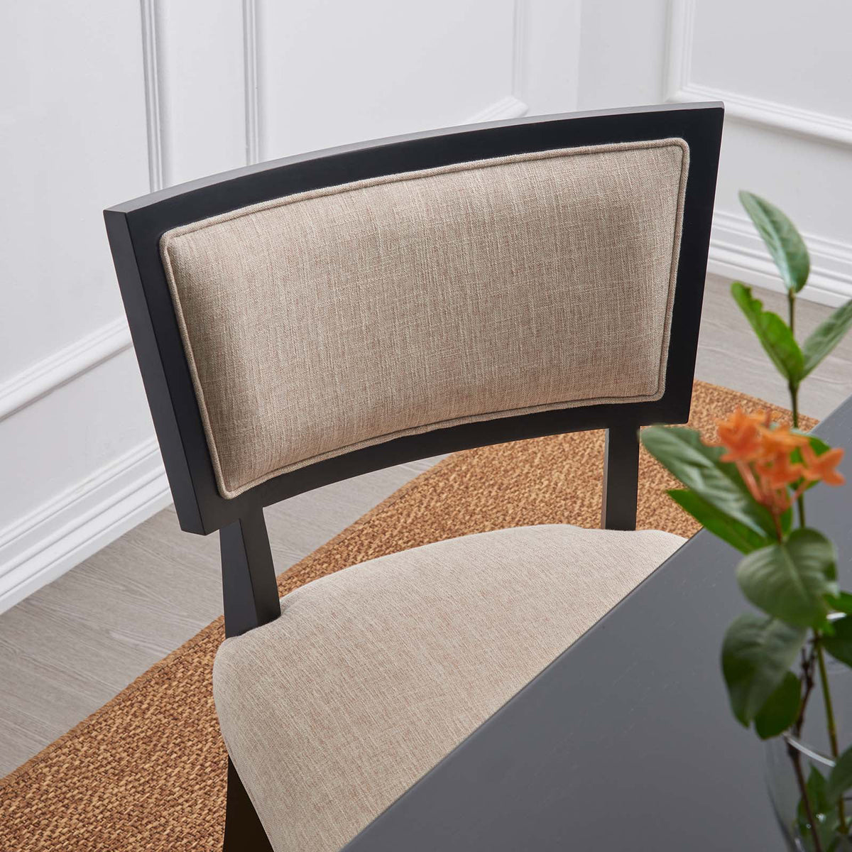 Beige Upholstered Fabric Dining Chairs Set of 2 G46836