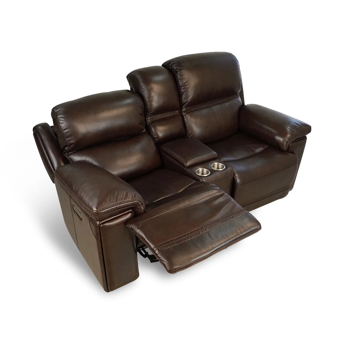 Top Grain Leather Power Reclining Loveseat with Console X2469