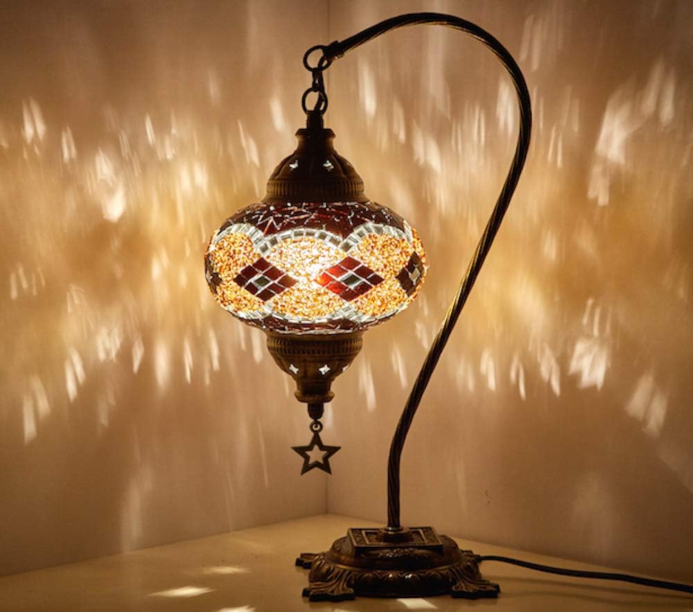 Multicolor Mosaic Gooseneck Table Lamp Q898