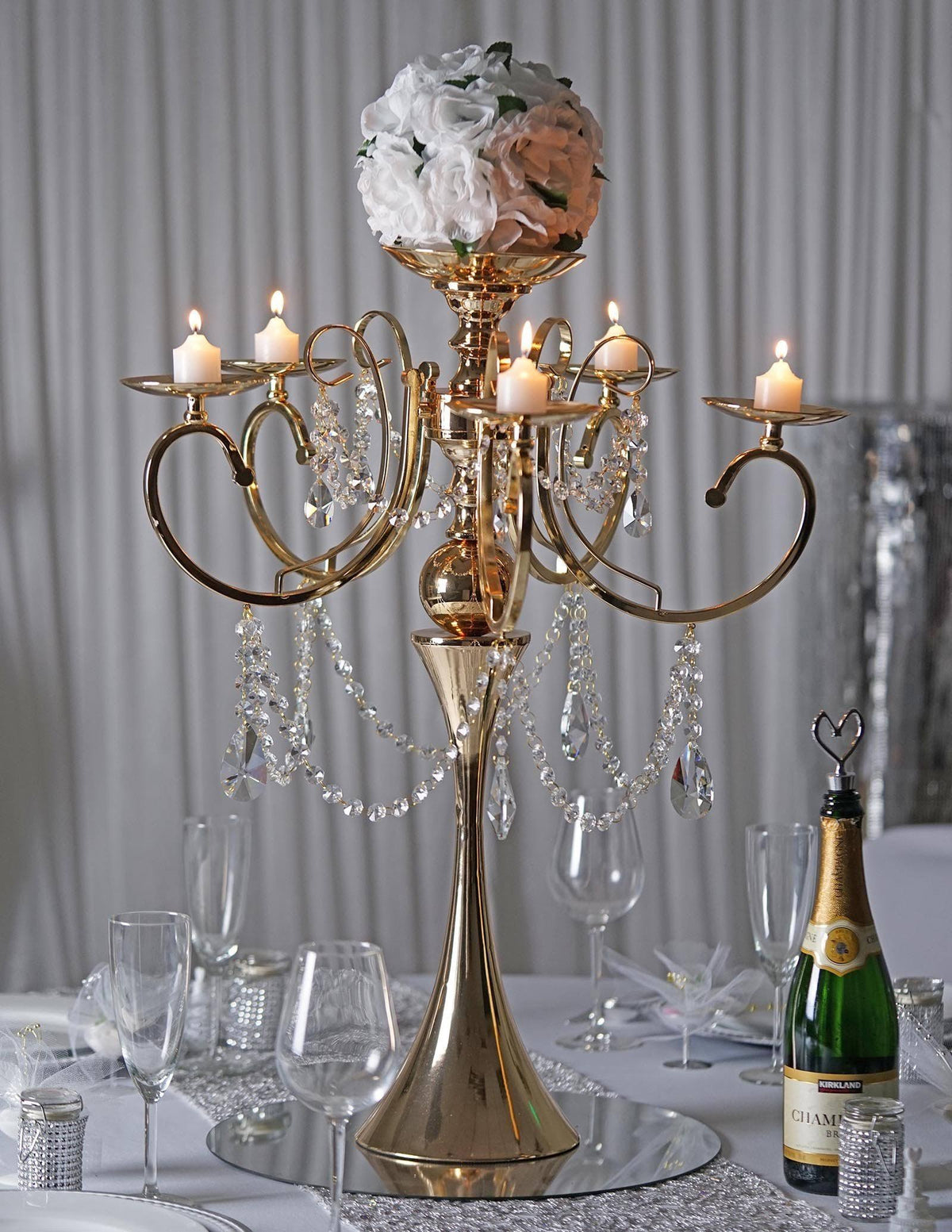 Gold Metal Candle Holder Candelabra M848642