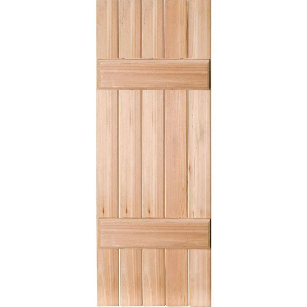 18 in. x 33 in. Exterior Real Wood Pine Board and Batten Shutters Pair Unfinished Y338