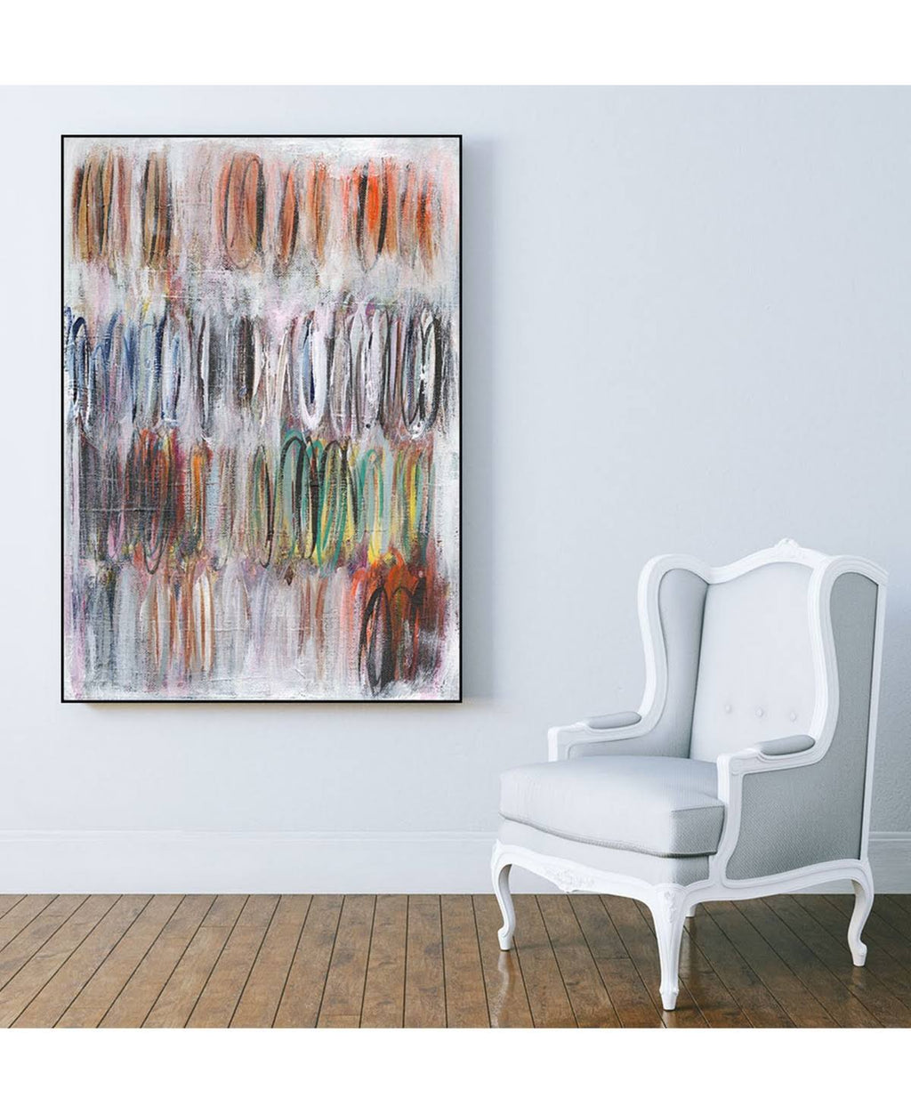 Tan Framed Canvas Art Block E9294