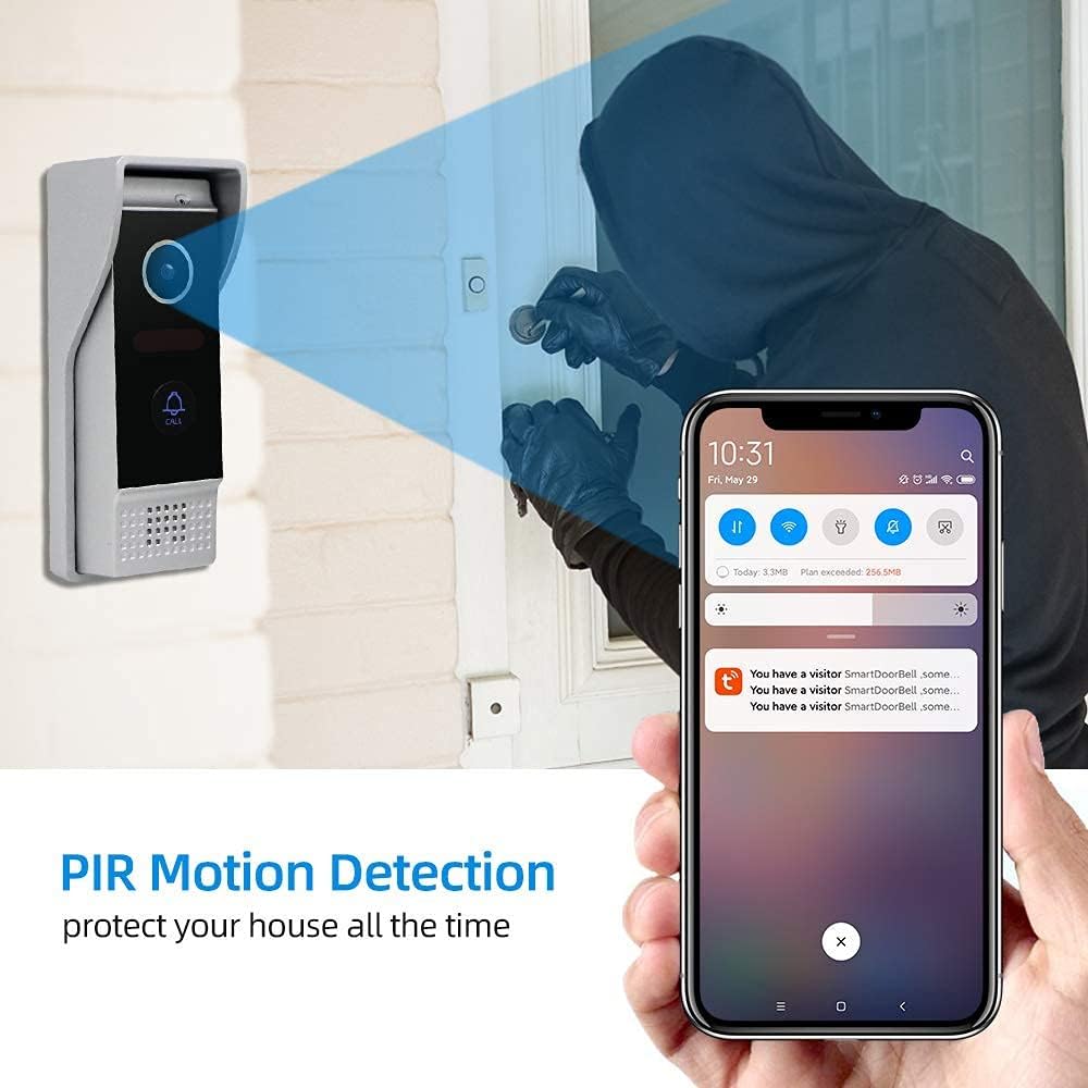 Video Door Phone Doorbell 4-Wired 7 Inch AHD Wi-Fi Intercom System with 720P Camera Y12618