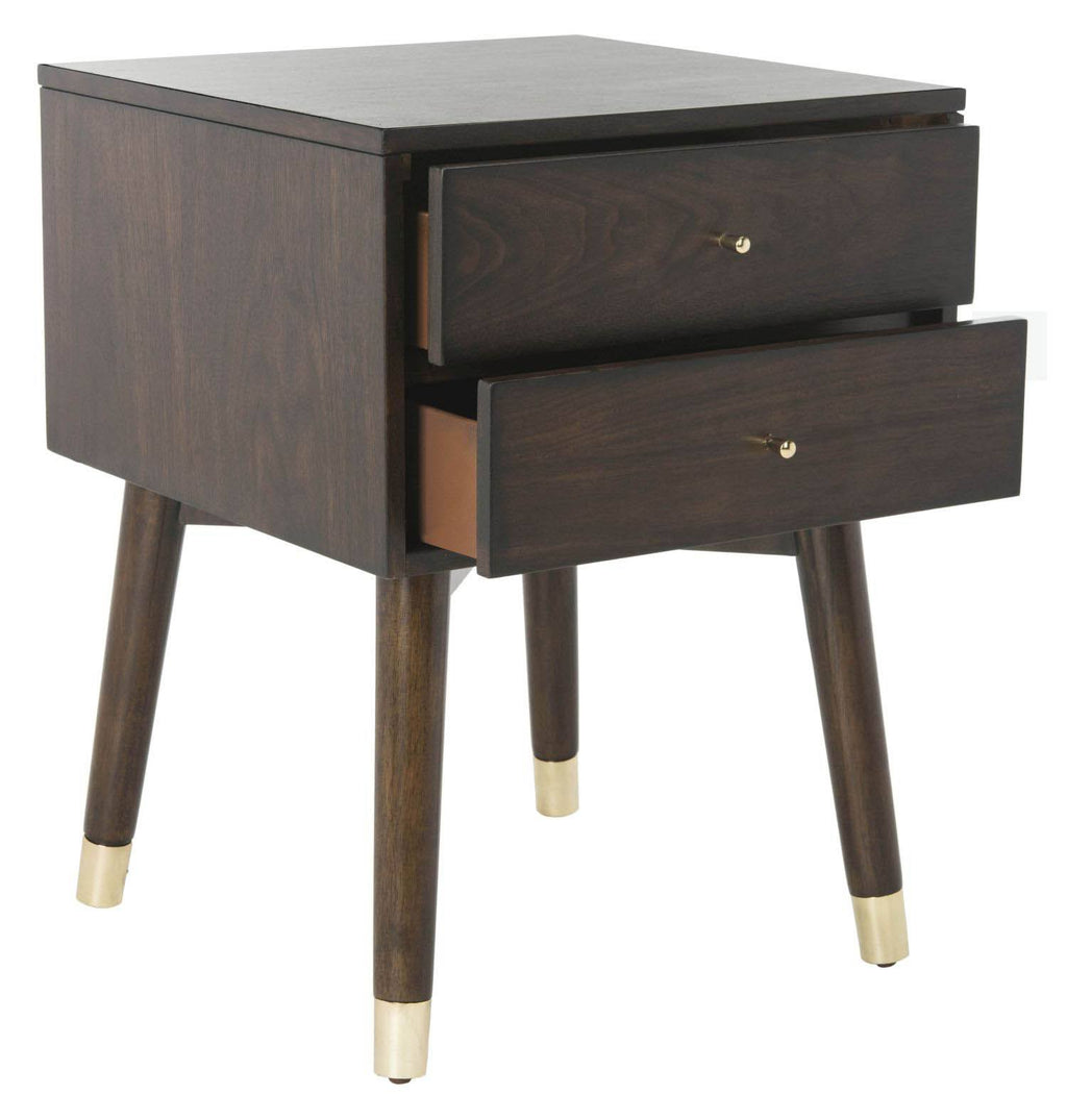 Walnut/Gold Cap Nightstand H698