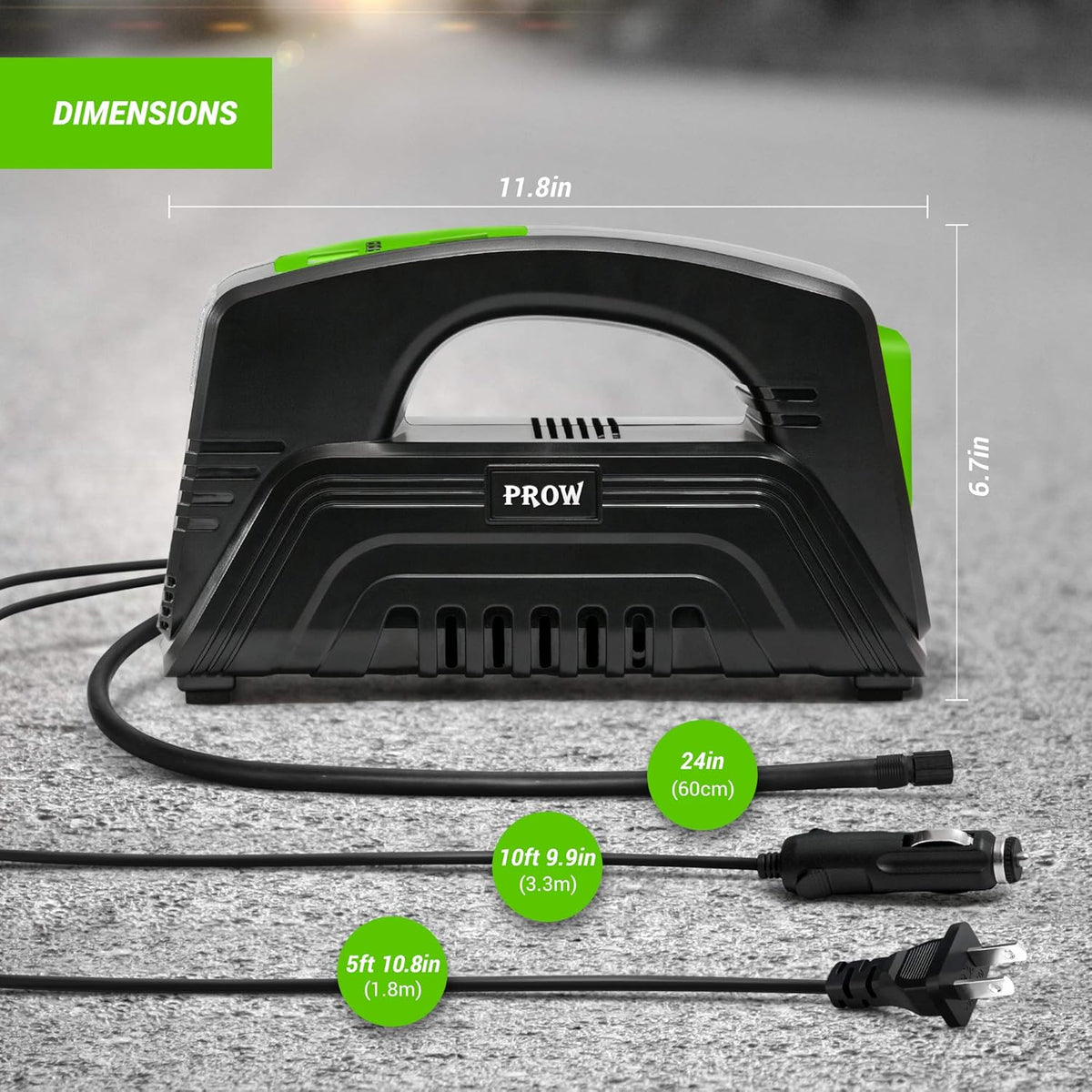 Electric Air Compressor Tire Inflator AC/DC Portable with Digital Pressure Gauge D751378