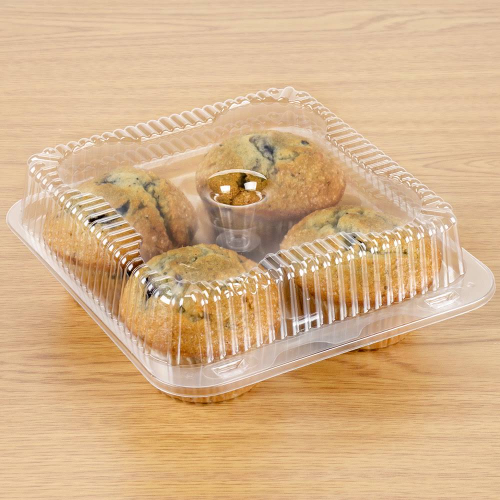 4 Compartment Clear Hinged Cupcake Container - 300/Case V9827