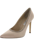 Beige Leather Embellished Heels Z597