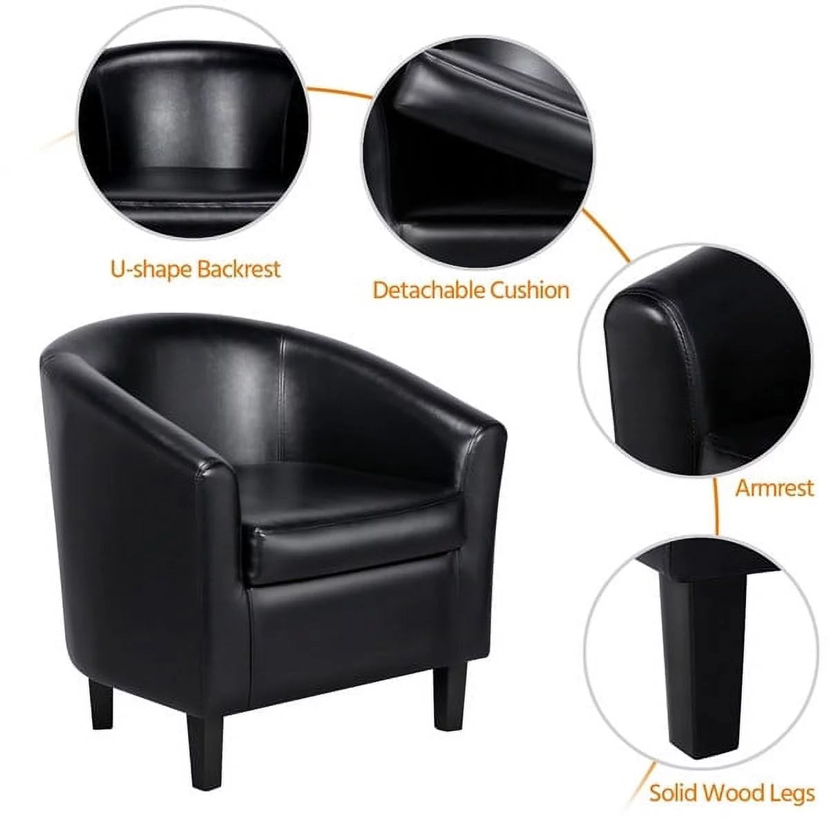 Black Faux Leather Accent Arm Chair J541505