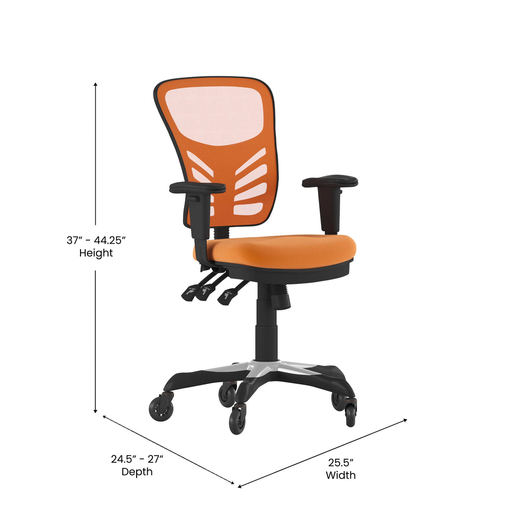 Orange Mesh Ergonomic Office Chair with Adjustable Arms E371