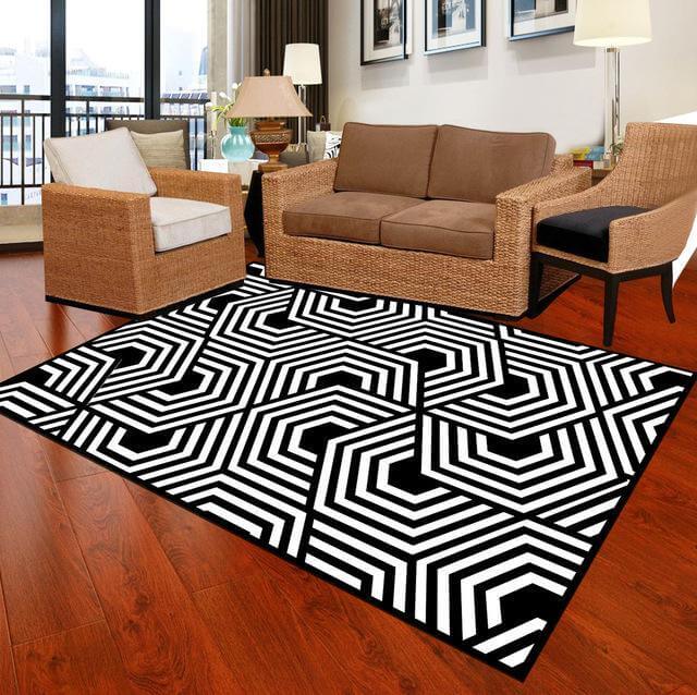 Rectangle Black White Carpet X5601