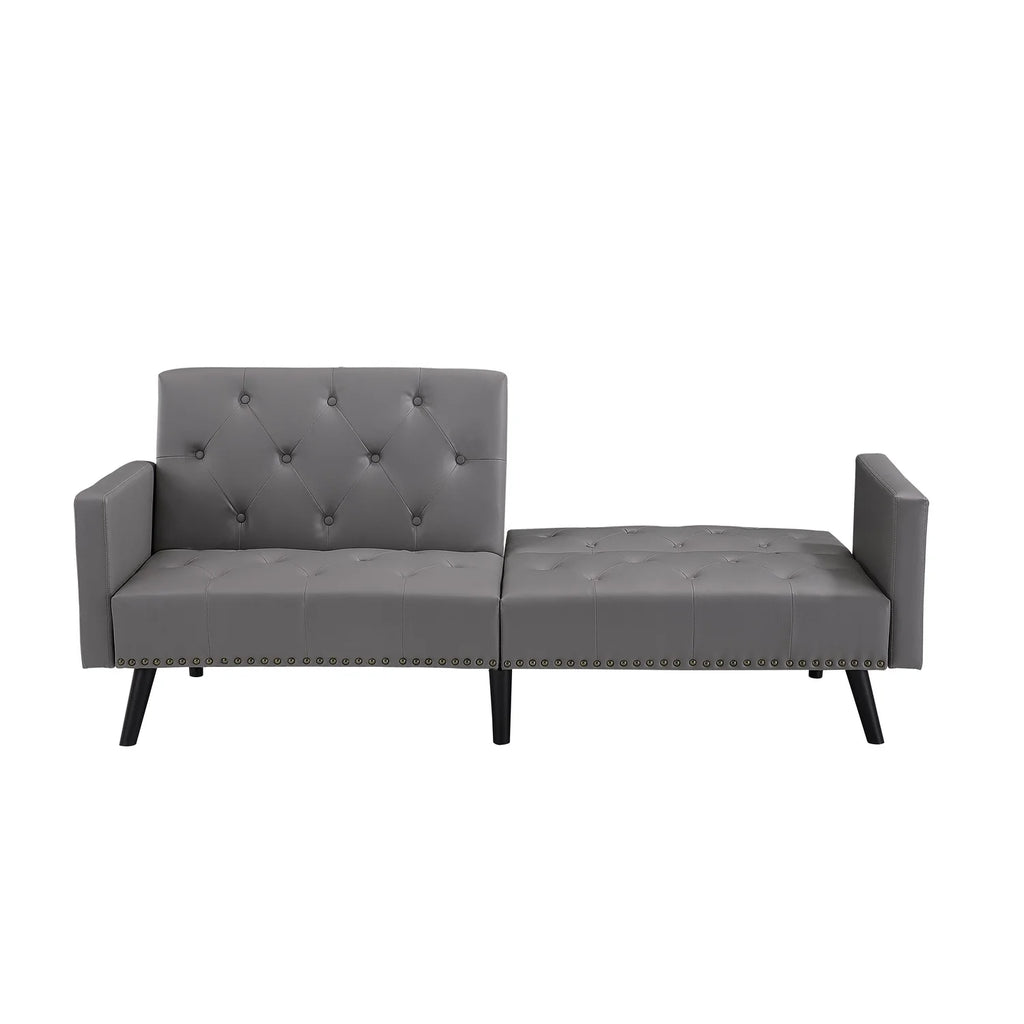 Espresso Faux Leather Tufted Convertible Sofa Bed O3672