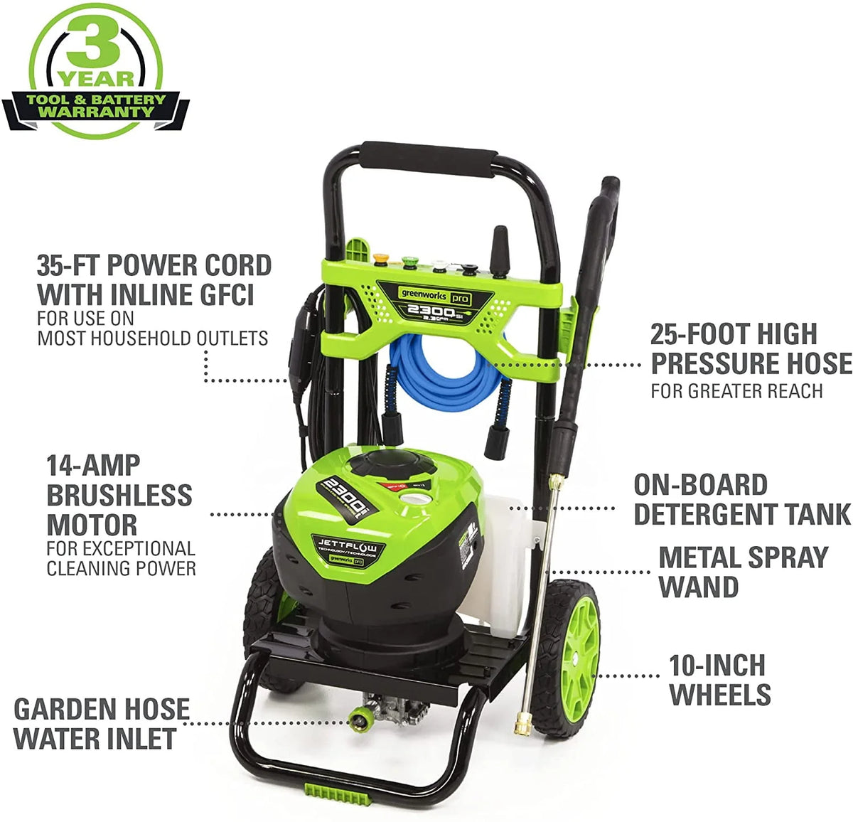 2300-PSI 14 Amp 2.3-GPM Brushless Pressure Washer W346557