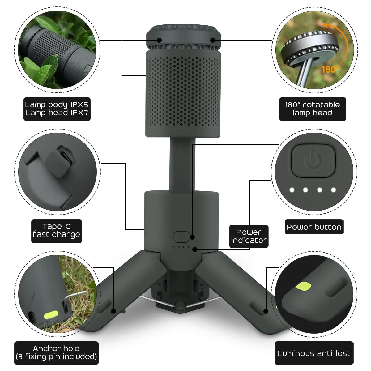 Rechargeable Camping Lantern with 32 LED, 10000mAh Battery, IPX7 Waterproof Z779975