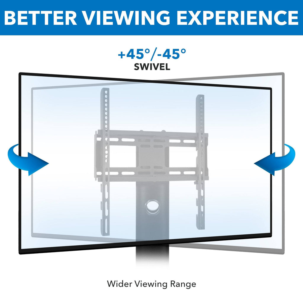 Mobile TV Stand Cart for Flat Screen TVs, Adjustable - Black O8605