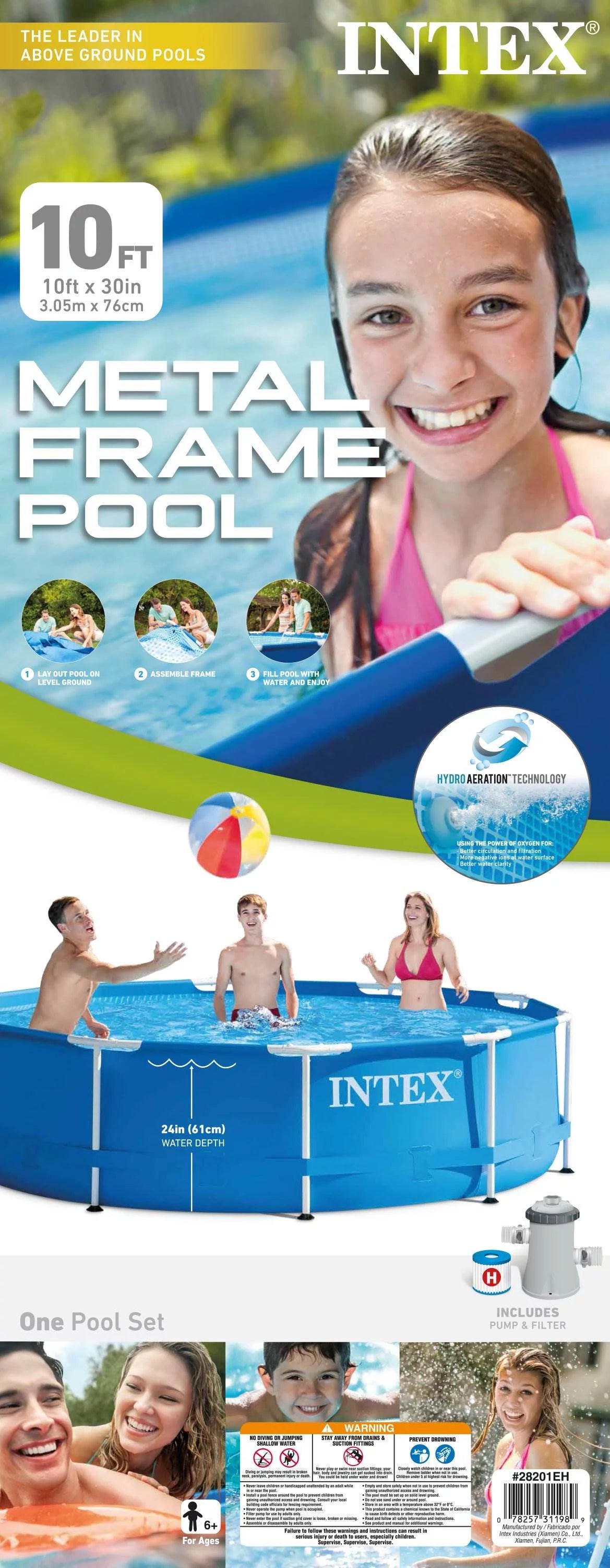 10ft x 30in Metal Frame Above Ground Swimming Pool Set with Filter Pump N4697