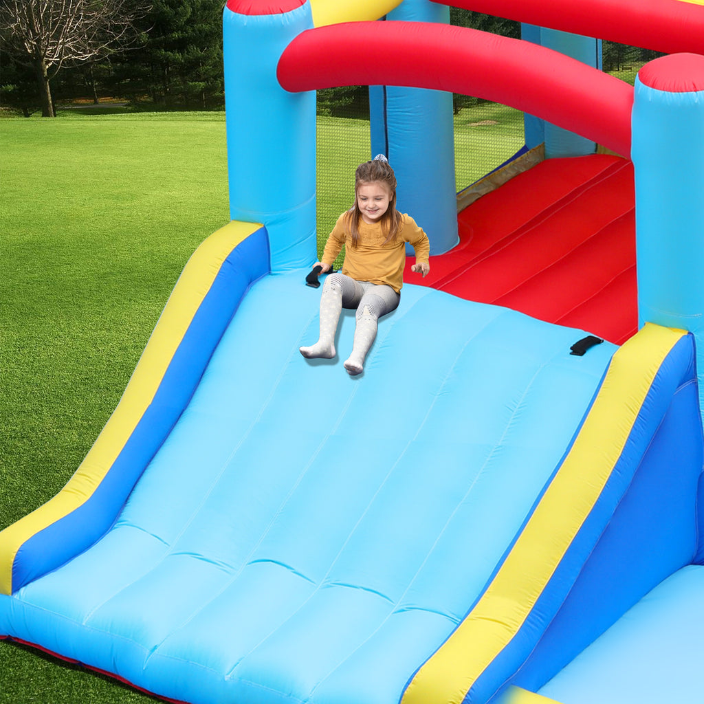 Inflatable Water Slide Bounce House with Splash Pool & Basketball Rim M46873