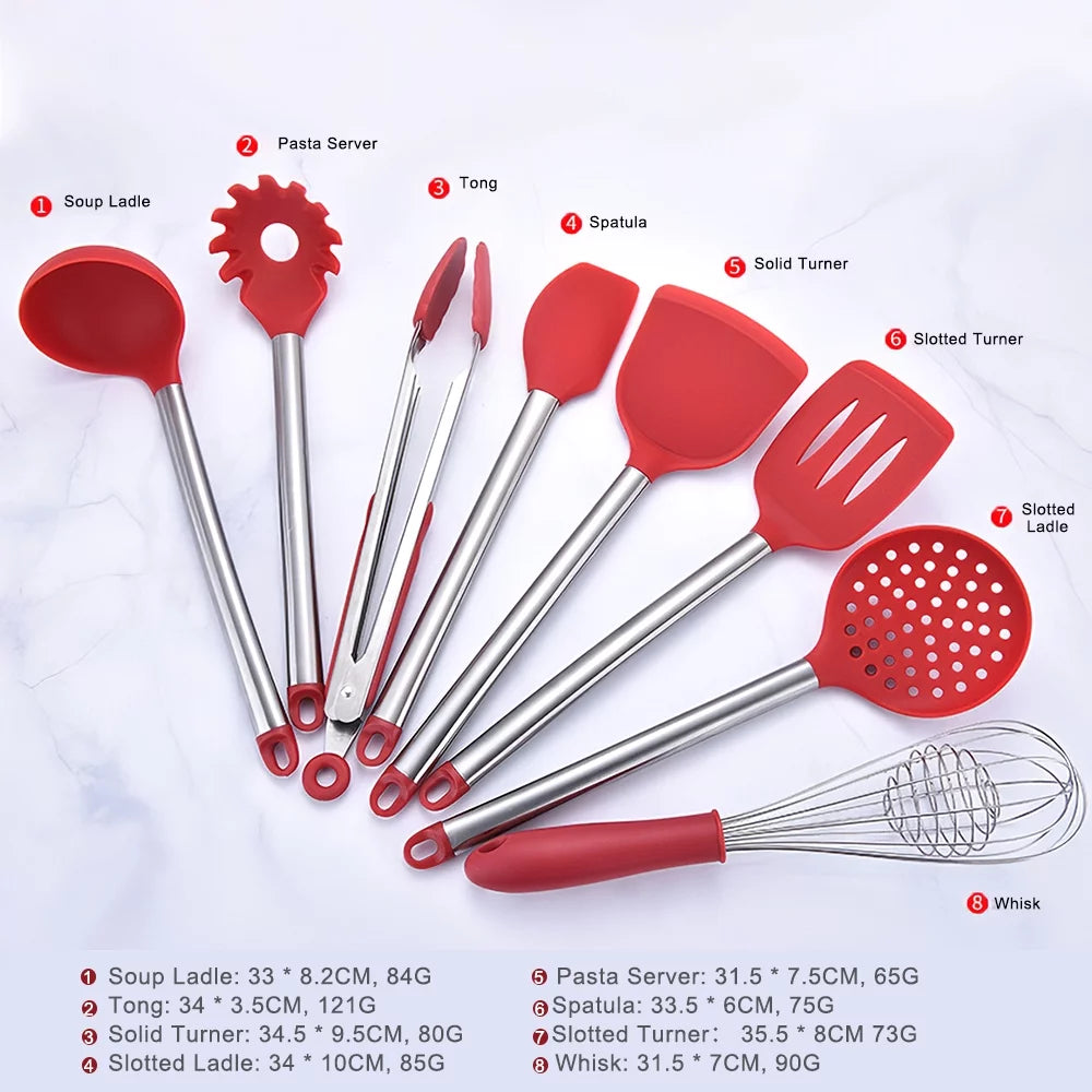 8 Pc Silicone Non Stick Kitchen Utensil Set Q82556